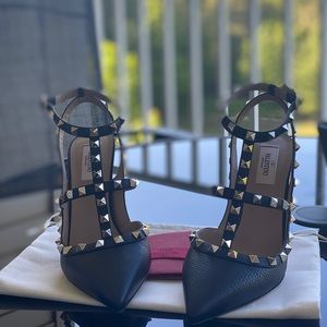 Women's Rockstud T-Strap High-Heel Pumps